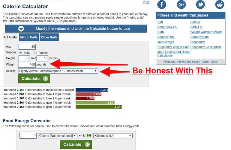 meal calorie calculator